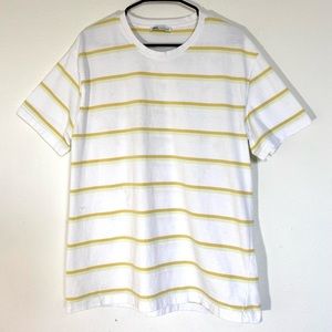 Zara Striped T Shirt Thick size xl Womens Oversized Tee cotton white yellow tee